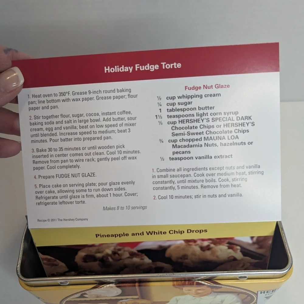 Hershey's Vintage Tin Box With Recipe Cards